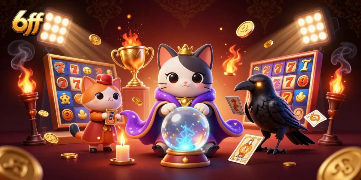 Experience thrilling slots at 6ff with a mystical cat fortune teller and dynamic casino elements.