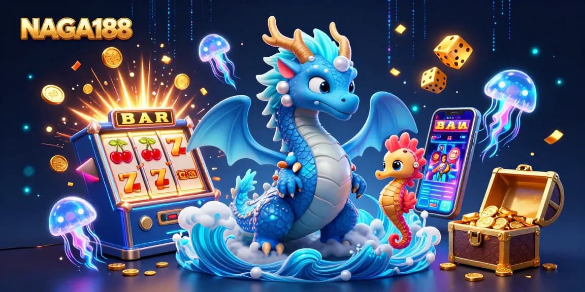 NAGA188 mempersembahkan ilustrasi 3D dengan naga laut dan slot jackpot untuk pengalaman bermain yang menarik.