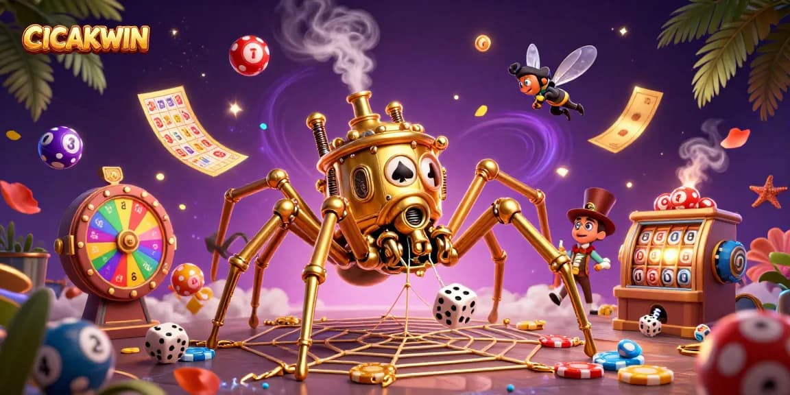 CICAKWIN showcases thrilling slot adventures with dynamic energy and vibrant casino elements in a steampunk setting.