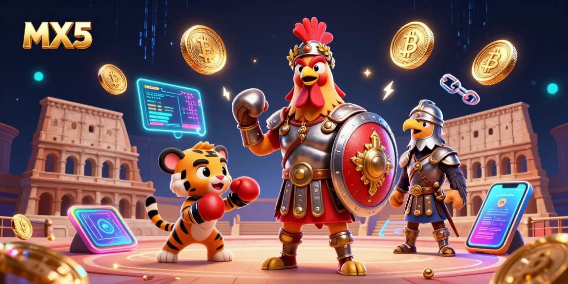 Win big at MX5 with casino excitement featuring a gladiator and finance elements.