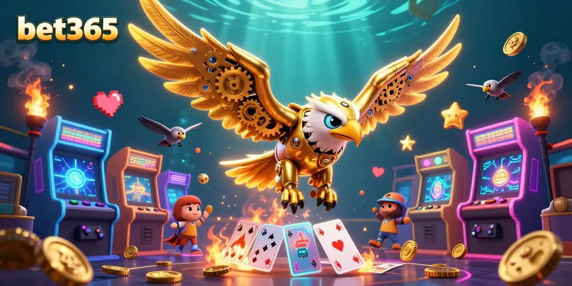Bet365 players diving into excitement with a breathtaking casino scene featuring a golden eagle.