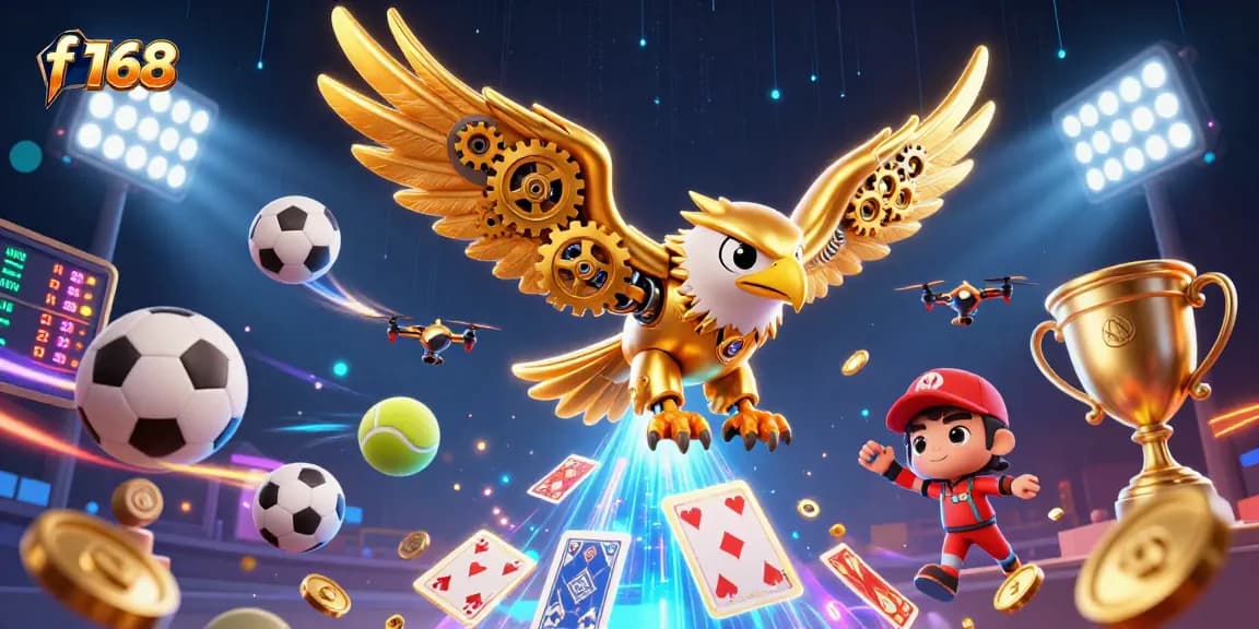 Experience thrilling action with f 168 as the golden eagle soars through digital casino elements.