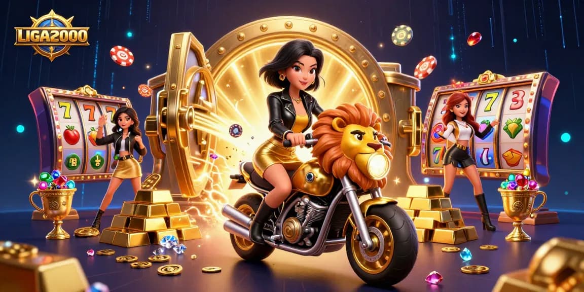 LIGA2000 membangkitkan semangat dengan aksi permainan slot yang mendebarkan, menampilkan karakter glamor dengan elemen kasino yang cerah.