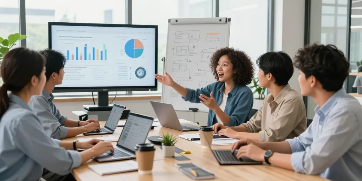 Team collaborating on IT support for small businesses in a modern office.