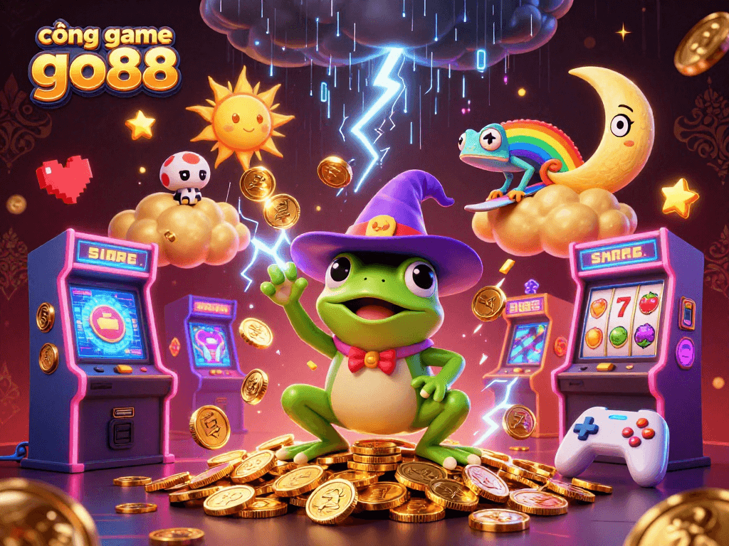 Experience the excitement of cổng game go88 with vibrant animated characters and rich casino elements.