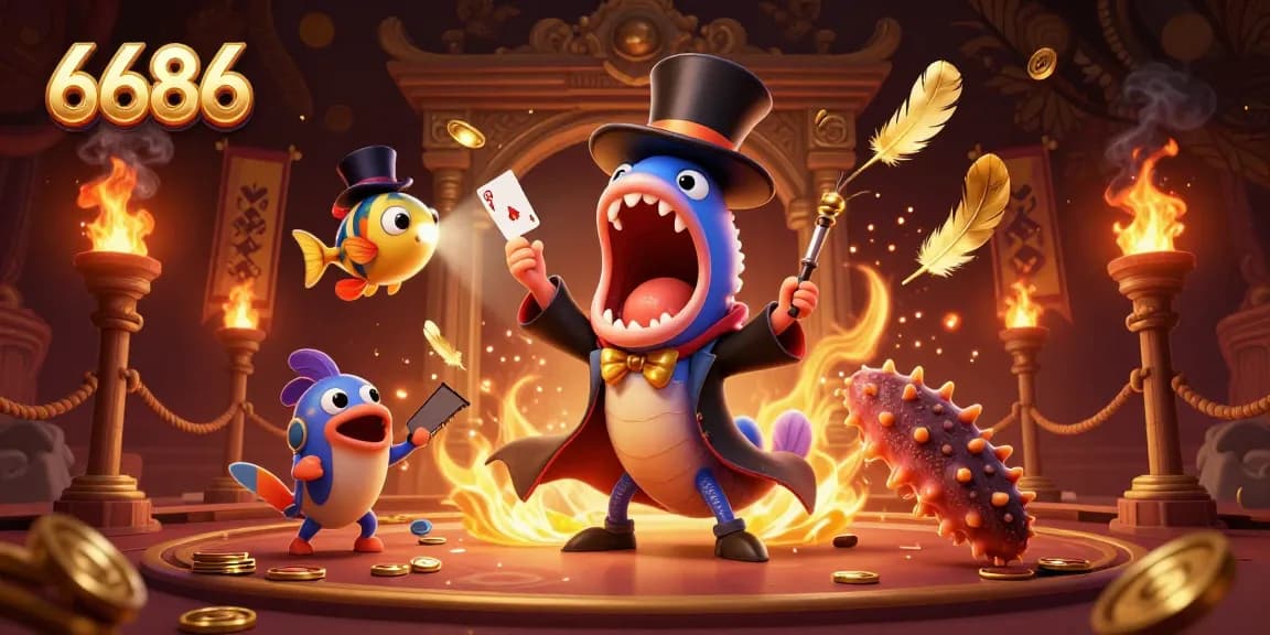 6686 showcases a magical casino scene with engaging sea creatures performing tricks amidst a vibrant gambling atmosphere.