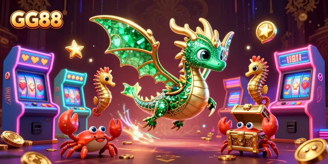 Engage with GG88's vibrant underwater casino universe, featuring a leafy sea dragon and treasure chests.