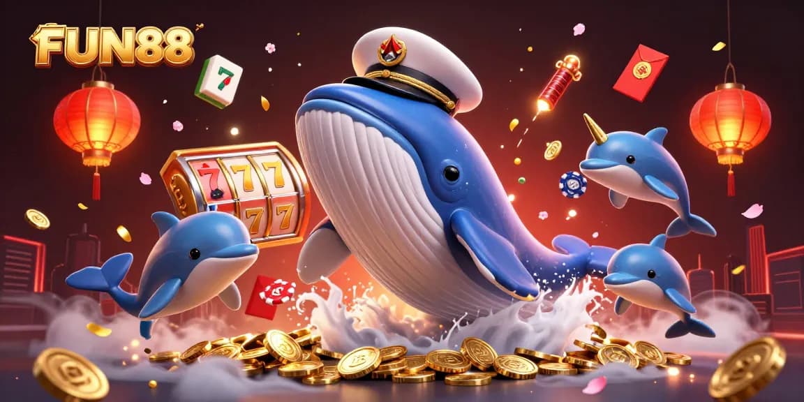 FUN88 offers a vibrant 3D casino scene featuring playful casino elements and characters.