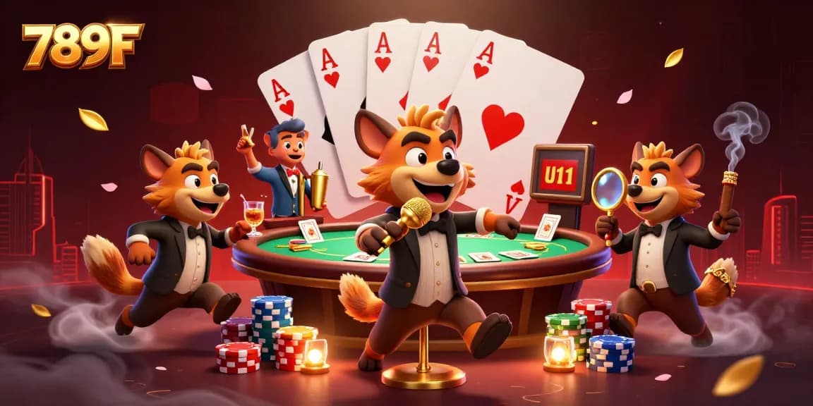 Experience lively gaming at 789F with hyenas running a comedy casino club, enjoying poker and drinks.