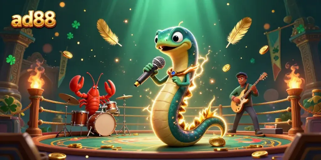 Experience the thrilling underwater world of ad88 with a lively casino scene featuring unique characters.