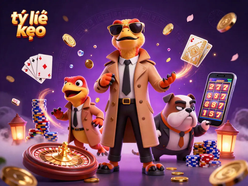 Experience tỷ lệ kèo excitement with raptors and casino elements in this dynamic 3D illustration.