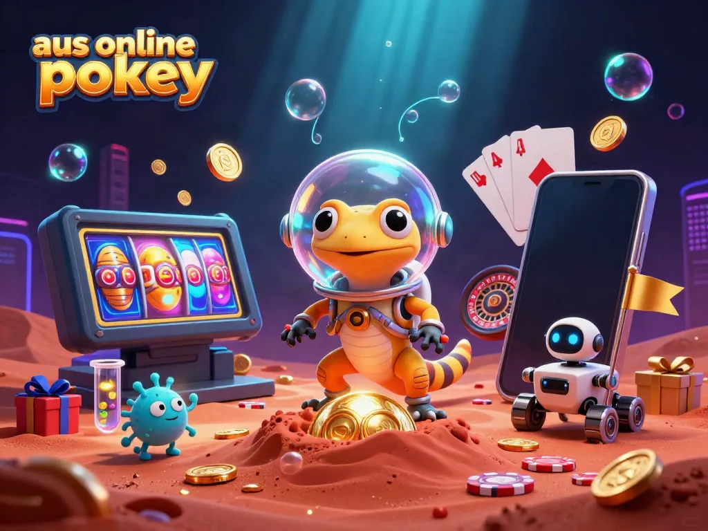Catch winning spins with the cheerful 3D Martian gecko at the aus online pokies