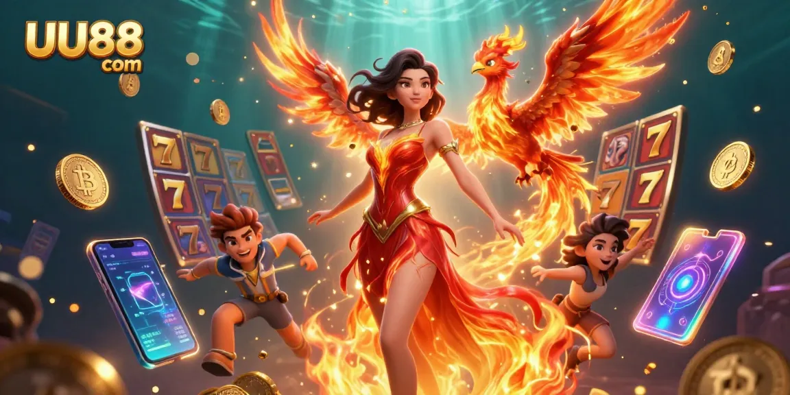 Experience thrilling gameplay at UU88 com with vibrant slot reels and energetic characters.