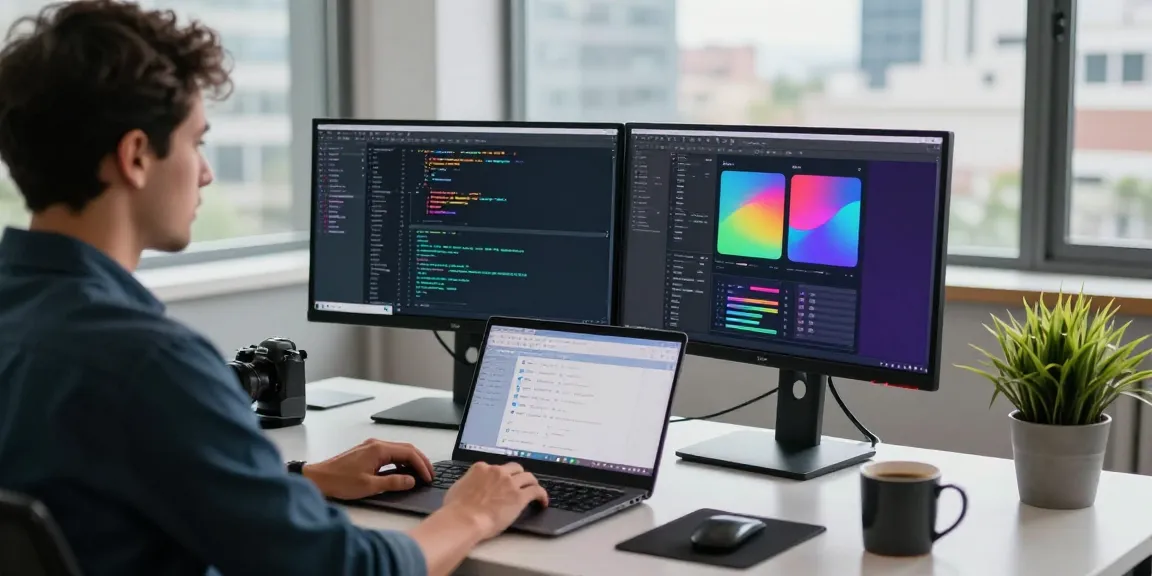 快连 application installation guide in a modern workspace featuring coding screens and tech tools