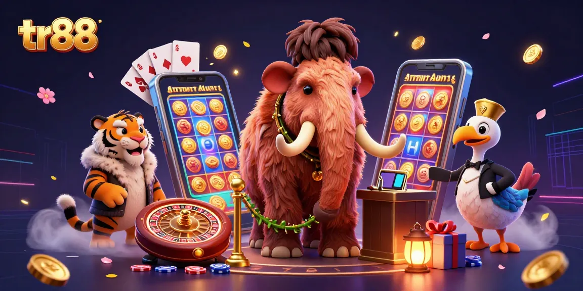 Experience exciting games at tr88 while the woolly mammoth checks IDs and welcomes guests to the casino.