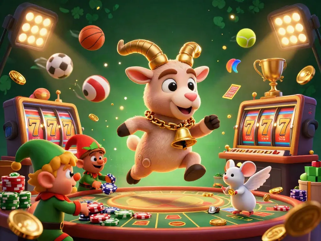 F98-themed festive casino scene featuring Krampus and characters amid vibrant slot visuals.